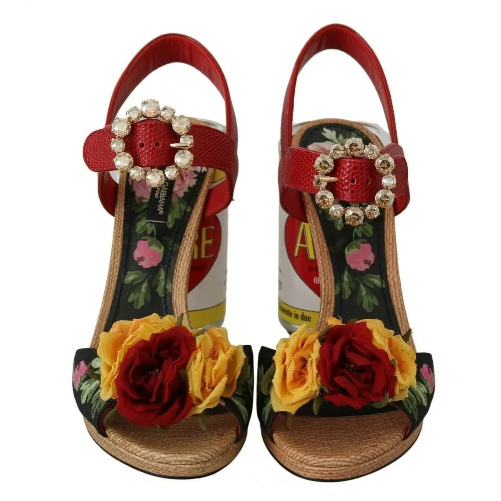 Dolce & Gabbana Multicolor Floral Crystal Embellished Sandals - Picture 5 of 8